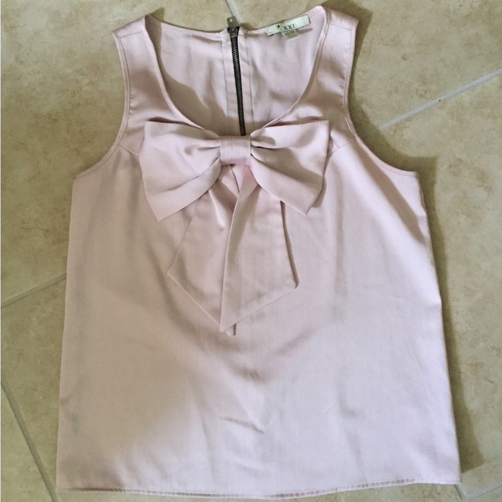 Sleeveless Blush Pink Bow Sleeveless Top by XXi Sz XS